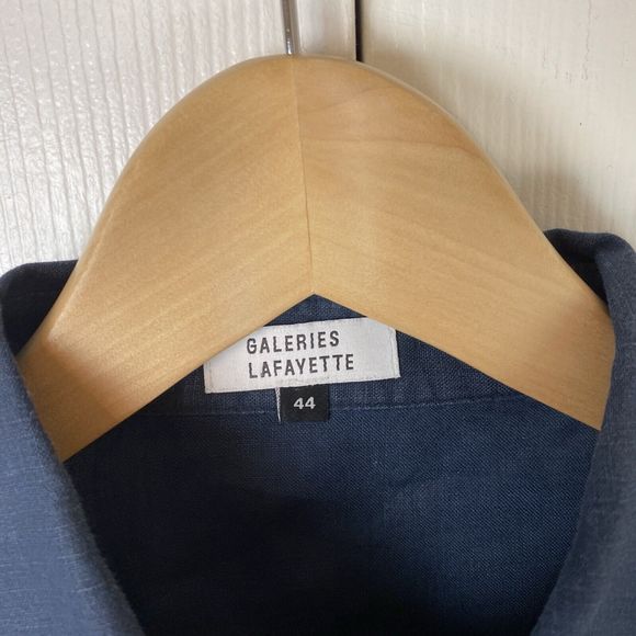 Galeries Lafayette 44 100% Linen Button Up Shirt Lagenlook Boxy Blue capsule - Picture 2 of 6